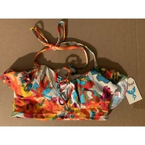 Sea Angel Ruffle Tie Front Halter Style Bikini Top X-SMALL *NWT*